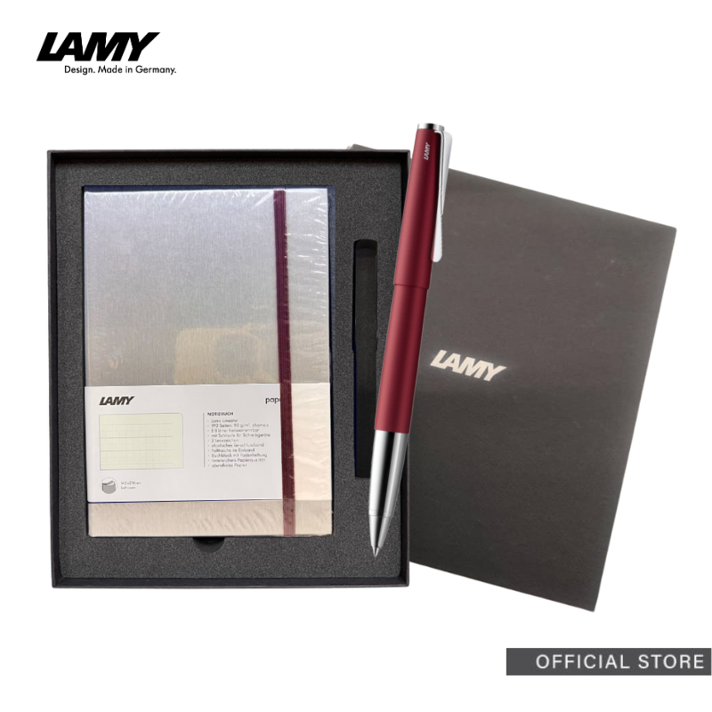 LAMY studio Rollerball Pen A5 Hardcover paper set (Black/Blue/Brushed Steel/Red)
