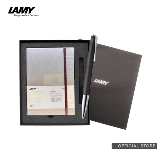 LAMY studio Rollerball Pen A5 Hardcover paper set (Black/Blue/Brushed Steel/Red)