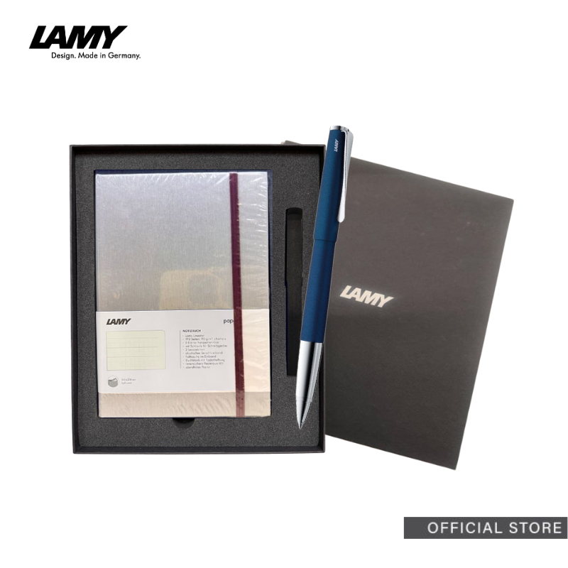 LAMY studio Rollerball Pen A5 Hardcover paper set (Black/Blue/Brushed Steel/Red)