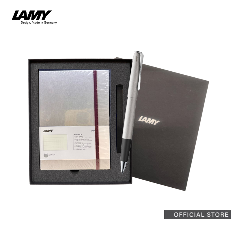LAMY studio Rollerball Pen A5 Hardcover paper set (Black/Blue/Brushed Steel/Red)