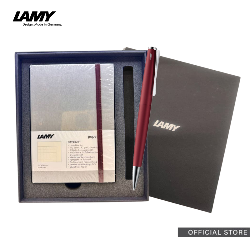 LAMY studio Ballpoint Pen A6 Hardcover paper set (Black/Blue/Brushed Steel/Royal Red)