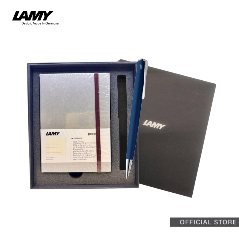 LAMY studio Ballpoint Pen A6 Hardcover paper set (Black/Blue/Brushed Steel)