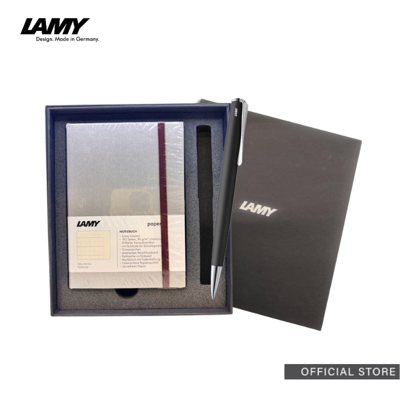 LAMY studio Ballpoint Pen A6 Hardcover paper set (Black/Blue/Brushed Steel)